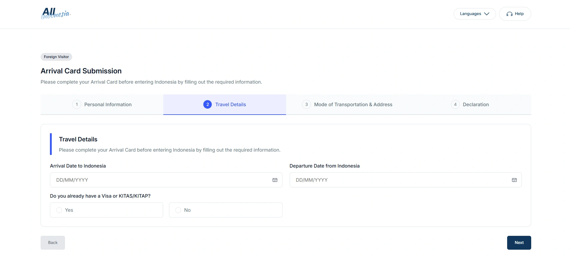All Indonesia Arrival Card