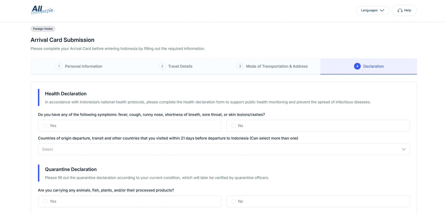 All Indonesia Arrival Card